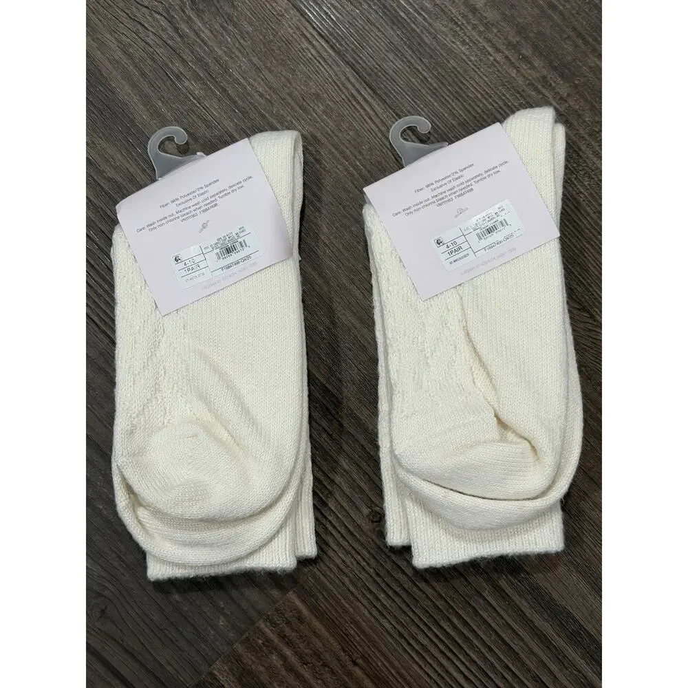Lot Of 2 -Auden Boot Socks Womens 4-10 White 2 Pairs Crew Super Soft Cozy